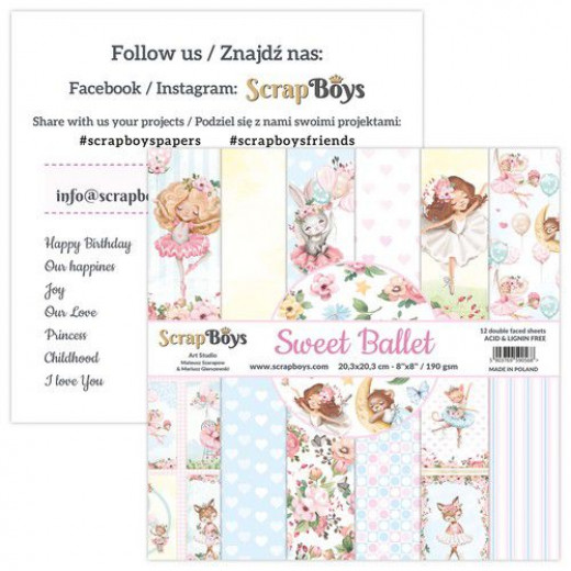 ScrapBoys Sweet Ballet 8x8 Paper Pad
