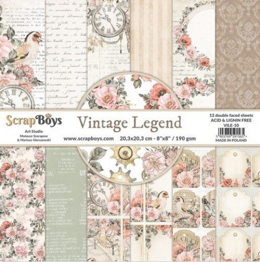 ScrapBoys Vintage Legend 8x8 Paper Pack