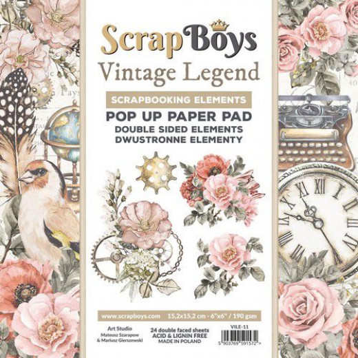 Scrapboys 6x6 POP UP Paper Pad - Vintage Legend