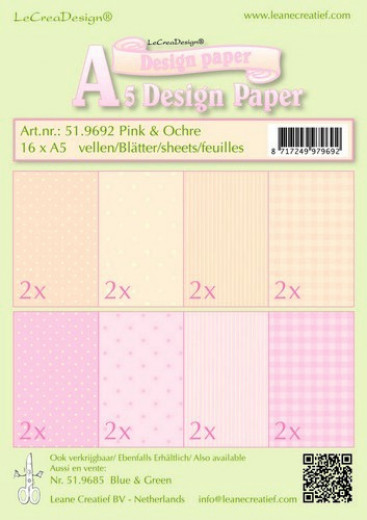 LeCrea Designpapier Set - rosa/ocker gelb