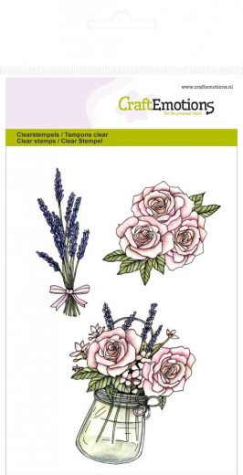 Clear Stamps - Topf mit Rosen und Lavendel