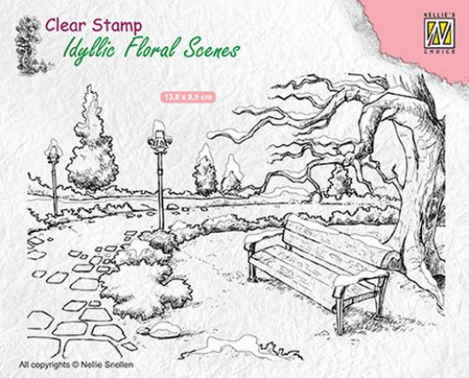 Clear Stamps - Idyllic Park mit Sitzbank