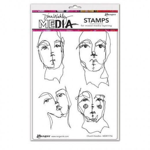 Dina Wakley Media Cling Stamps - Church Doodles