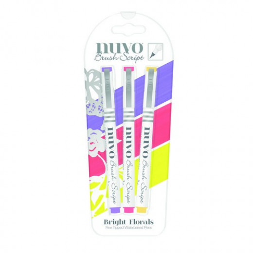 Nuvo Brush Script Pens - Bright Florals