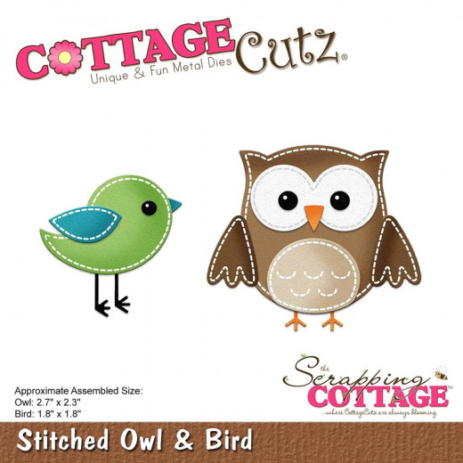 CottageCutz Dies - Stitched Owl and Bird