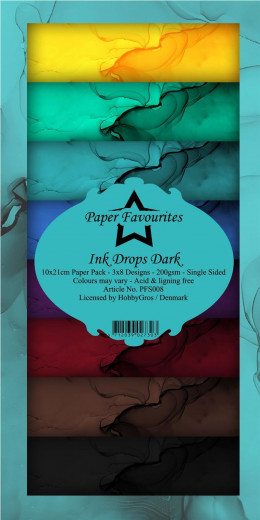 Paper Favourites Ink Drops Dark Slim Paper Pack