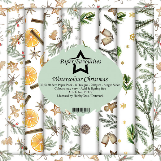 Paper Favourites Watercolour Christmas 12x12 Paper Pack