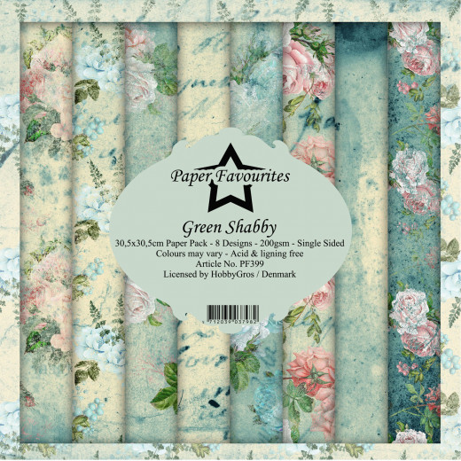 Paper Favourites Green Shabby 12x12 Paper Pack