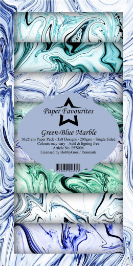 Paper Favourites Green-Blue Marble Slim Paper Pack