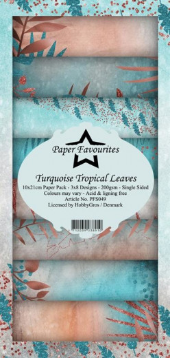 Paper Favourites Torquoise Tropical Leaves Slim Paper Pack