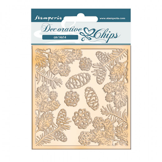 Stamperia Decorative Chips - Romantic Christmas Pinecones