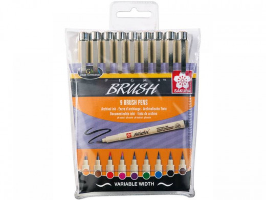 Pigma Brush Set (9 Farben)