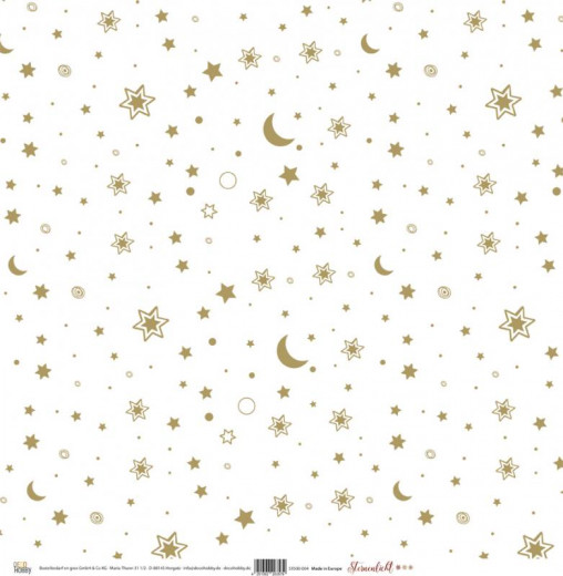 Designpapier 12x12 Sternenlicht - Mond, Sterne gold