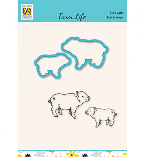 Die Cut and Clear Stamps Set - Farm Life - Schweine