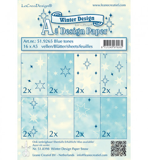 LeCrea Designpapier Set - Winter Blue Tones