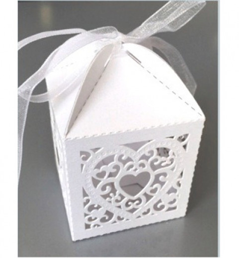 Filigree Paper Box - Heart White
