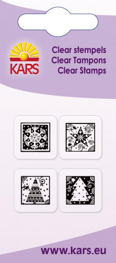 Mini Clear Stamps 4 Weihnachtsmotive im Rahmen