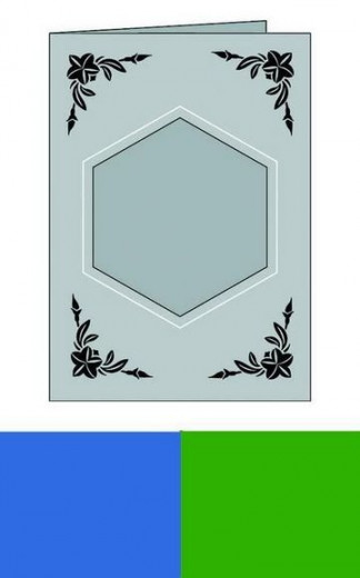 Reliefkarte Sechseck blau/olivgrün