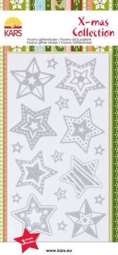 Foamy Glittersticker Sterne silber