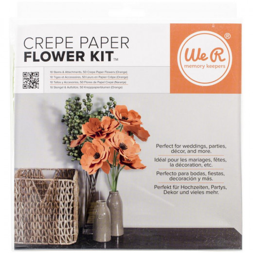 W R Crepe Paper Flower Kit - orange