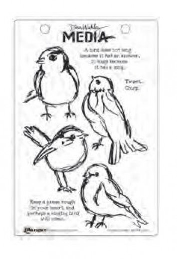 Dina Wakley Media Cling Stamps - Scribbly Birds