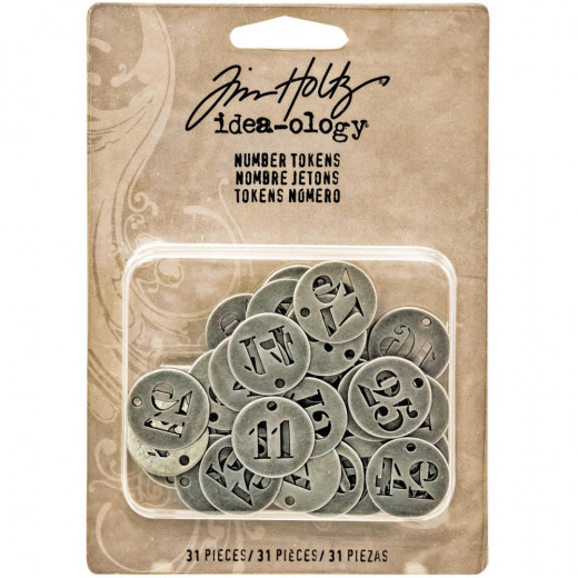 Idea-Ology Metal Number Tokens - Antique Silver