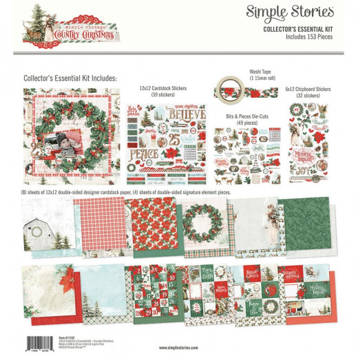 Simple Stories Country Christmas 12x12 Collectors Essential Kit