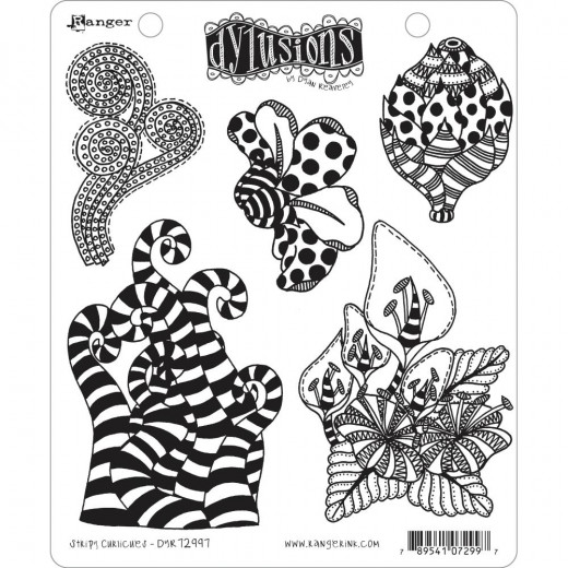 Dylusions Cling Stamps - Stripy Curlicues