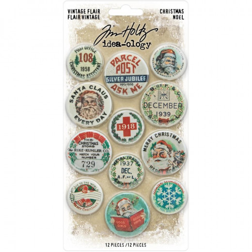 Idea-Ology Vintage Flair Buttons - Christmas
