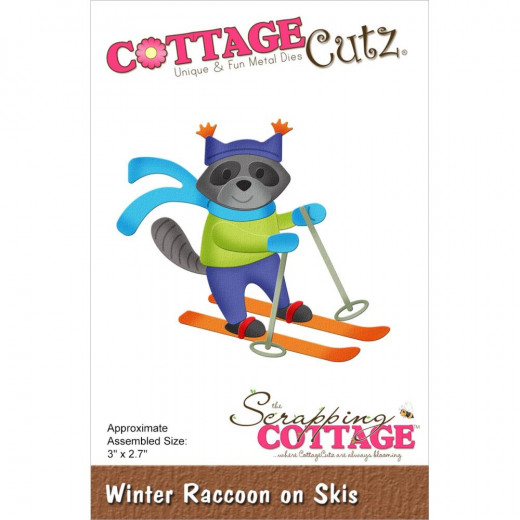 Cottage Cutz Die - Winter Raccoon On Skis