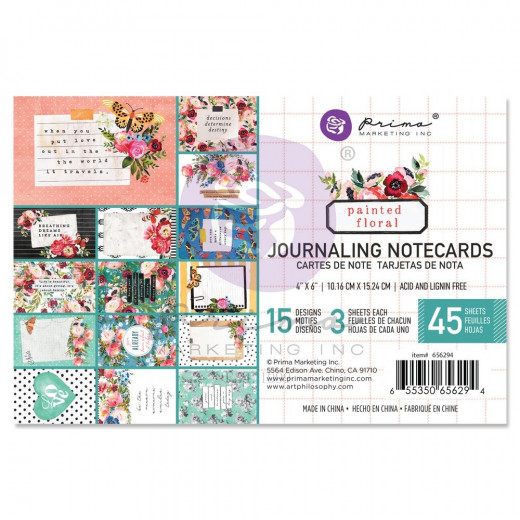 Painted Floral Journaling Cards 4x6