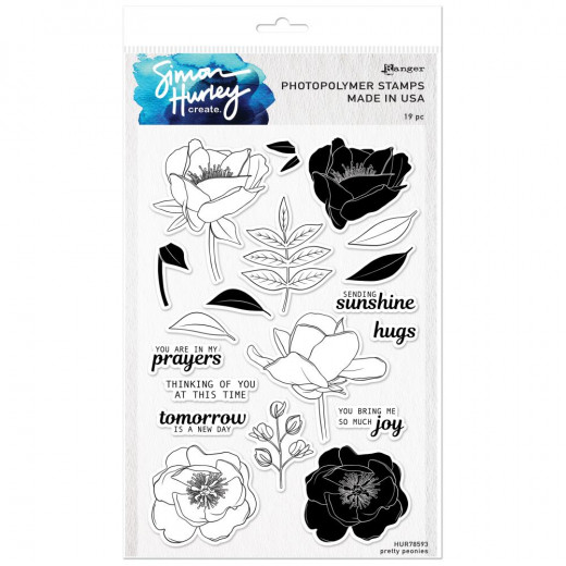 Simon Hurley create. Clear Stamps - Pretty Peonies
