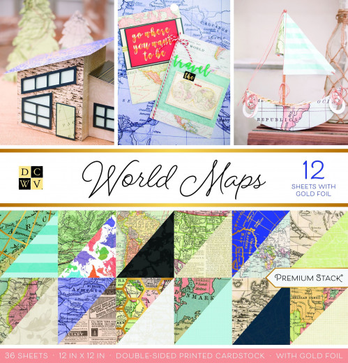 World Maps 12x12 Cardstock Stack
