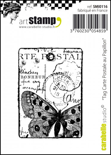 Cling Stamps - tag carte postale au papillon