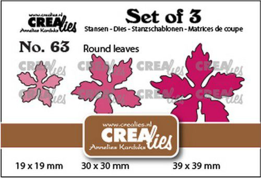 Crealies Set of 3 No. 63 - Weihnachtsstern runde Blätter
