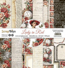 ScrapBoys - 12x12 Paper Pad - Lady in Red