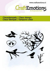Clear Stamps - Herz mit Vögeln und Zweigen