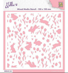 Mixed Media Stencil - Background Rabbits & Tulips