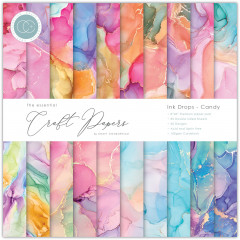 Essential Craft Papers - 8x8 Paper Pad - Ink Drops Candy