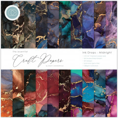 Essential Craft Papers - 12x12 Paper Pad - Ink Drops Midnight