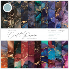 Essential Craft Papers - 8x8 Paper Pad - Ink Drops Midnight