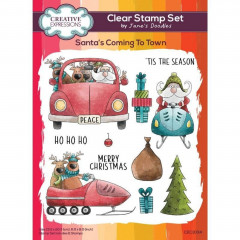 Janes Doodles Clear Stamp Set - Santas Coming To Town
