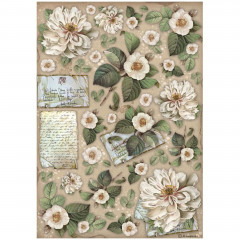 Stamperia Rice Paper - Vintage Library - Flowers and Letters