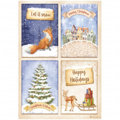 Stamperia Rice Paper - Winter Valley - 4 Cards Fox