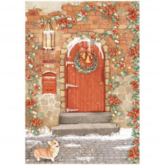 Stamperia Rice Paper - All Around Christmas - Red Door
