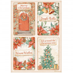 Stamperia Rice Paper - All Around Christmas - 4 Cards