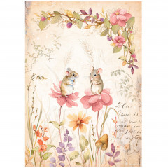 Stamperia Rice Paper - Woodland - Mice and Flowers
