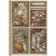 Stamperia Rice Paper - Coffee and Chocolate - 4 Cards