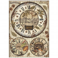 Stamperia Rice Paper - Coffee and Chocolate - Clocks