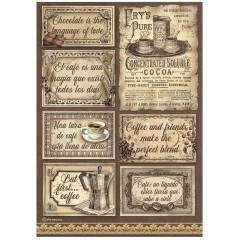 Stamperia Rice Paper - Coffee and Chocolate - Labels